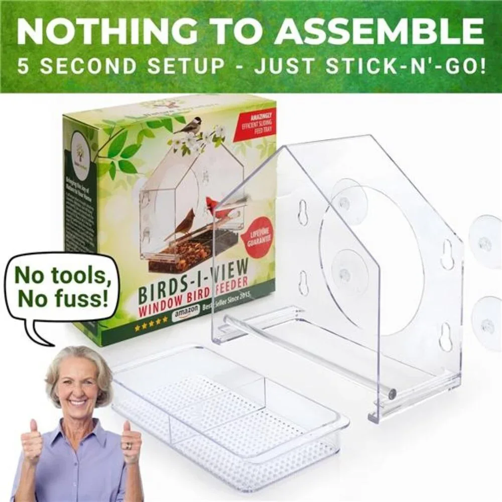 Window Bird Feeder by Nature Anywhere - Transparent Acrylic Bird Feeders